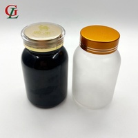 Botella de medicina de plástico para mascotas, frasco de cápsula negra con tapa y delineador, 150 cc, mate, venta al por mayor