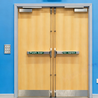Porte coupe-feu en bois massif moderne finie sur mesure pour hôtels, hôpitaux et espaces commerciaux, avec certificat