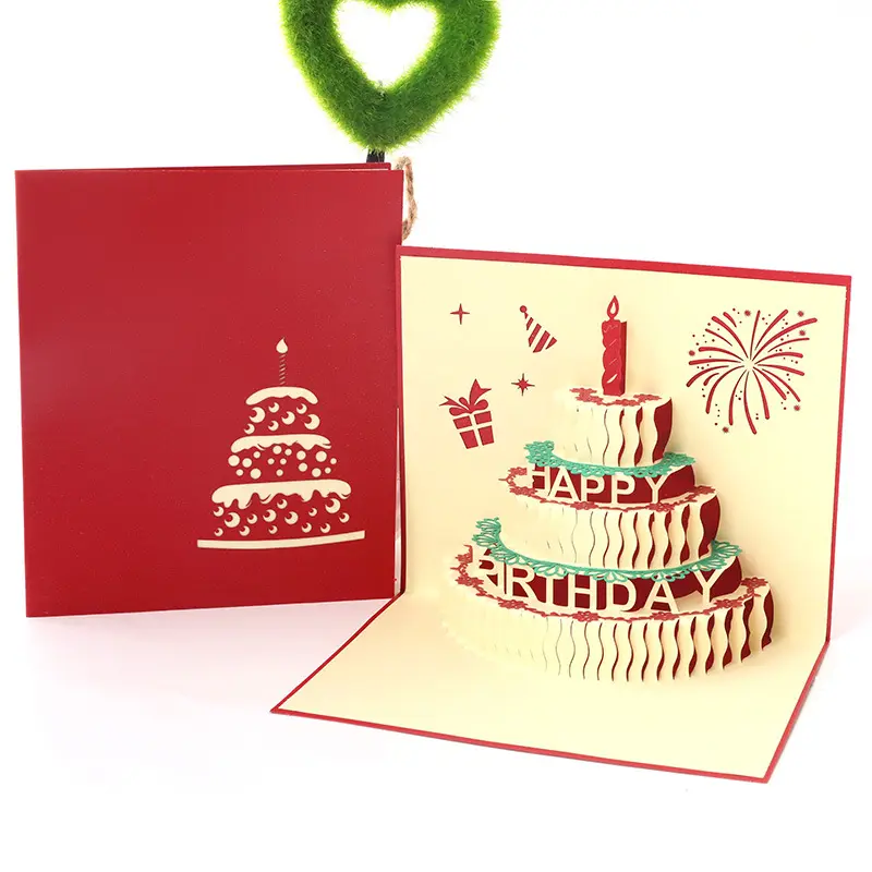 Carte de voeux stéréo créative de cadeau d'anniversaire de gâteau de bougie 3D de Corée lettre Ming petite carte d'invitation pour vous remercier