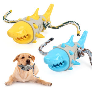Gri Çevre Dostu Yeni Köpekbalığı Tasarımlı Halat Köpek Çiğneme Oyuncağı, Stres Giderici ve Diş Temizleyici, Dayanıklı Yumuşak TPR Plastik - Product Image 2