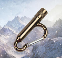 Senter LED Mini untuk Berkemah & Mendaki di Luar Ruangan dengan Kompas, Tahan Air IP54, Jarak Sinar 20-30m, Kait Karabiner Aluminium