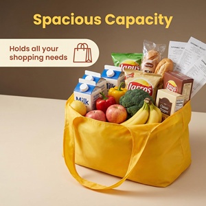 Eco-Friendly Reusable Made of Polyester Fiber Material <b>Foldable</b> Grocery Custom Logo Folding Shopping <b>Bag</b> - Product Image 3