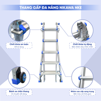 Échelle escamotable en aluminium VIETLADDERS, verrouillage manuel, usage domestique, multi-usages, construction extérieure, combinaison NVLB-45