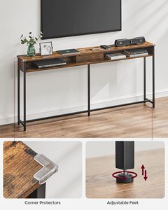 <strong>Console</strong> <strong>Table</strong> with Shelves and Charging Station Outlet for Behind Sofa <strong>Skinny</strong> Entryway or Living Room Furniture - Product Image 6