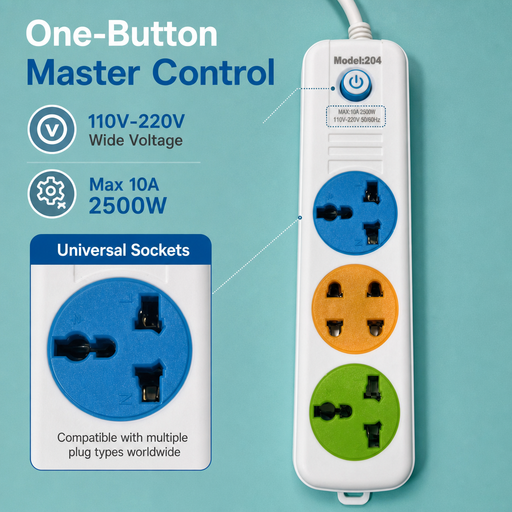 OEM Wholesale Universal Plug Socket 4 Gang AC Main Switch Hotel Bedroom Desktop Kitchen Portable Multi Outlet Extension Board · image 2