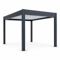 Pergola contemporaine avec lames orientables, drainage dissimulé intégré et capacité de résistance à la charge de neige pour jardin et terrasse