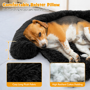 Plush Winter <b>Dog</b> <b>Couch</b> <b>Bed</b> With Anti-Slip Bottom And Removable Cover For Small Pets And Cats, Black Animal Pattern, Indoor Use, - Product Image 6