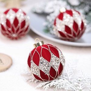 Décorations de Noël pour la maison, ornements suspendus, boules floquées en plastique, pendentifs faits à la main, écologiques, DIY, colorés, 12 pièces/ensemble - Product Image 3