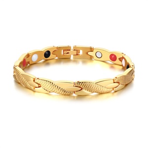Wholesale Price Gold Plated Health Care Wristband Energy Magnetic Bracelets Stainless Steel - Product Image 1