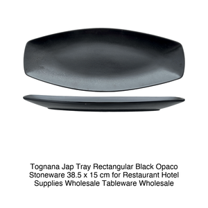 Plat de service rectangulaire en grès japonais 38,5 × 15 cm noir mat Tognana - Product Image 2