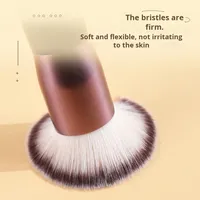 Petit Pudsy – Ensemble de pinceaux de maquillage pour le visage à tête plate et inclinée, manche en bois, pour fond de teint liquide et BB, sans absorption de poudre