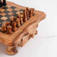 ArtisRaw CG003 Juego de Ajedrez de Madera Vintage Hecho a Mano con Imitación Antigua, Tablero de Ajedrez de Madera de Olivo Mediterráneo Tallado, 10 Años