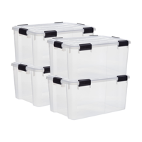 Caixas de Armazenamento Transparentes PP com Rodas, Herméticas, Livres de BPA, à Prova de Poeira, Grande Capacidade, Organizador de Plástico de Alta Transparência para Roupas