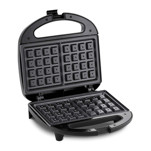 Macchina per Waffle elettrica domestica con copertura antiaderente in acciaio inox <span class=keywords><strong>e</strong></span> piastre intercambiabili per <span class=keywords><strong>panini</strong></span> <span class=keywords><strong>e</strong></span> cialde - Product Image 3
