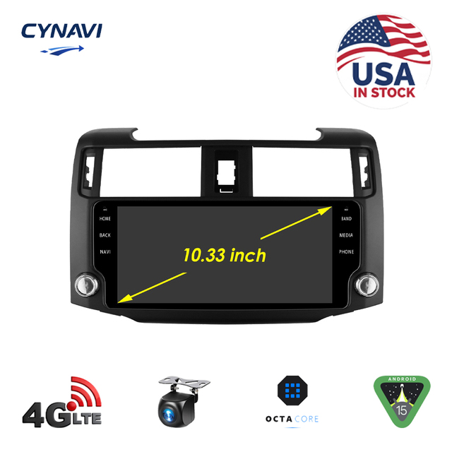 Vehicle-specific Android Head Unit for Toyota 4runner, with Android 15, Wireless CarPlay & Android Auto, 10.33 Inch Touchscreen