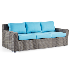 Conjunto de Sofás de <span class=keywords><strong>Jardín</strong></span> de <span class=keywords><strong>Ratán</strong></span> <span class=keywords><strong>Sintético</strong></span> para Exteriores, Resistente a la Intemperie, con Cojín Azul - Product Image 2