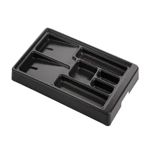 Customized size vacuum formed small plastic tray black slotted plastic tray