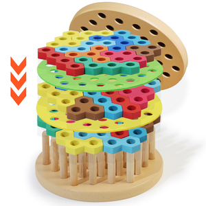 Unisex puzzle 3D in legno giocattolo educativo sensoriale per bambini 5-7 anni Hot Dog colonna Hamburger costruzione blocco incoraggia logico - Product Image 3