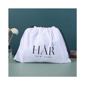 Grands sacs de rangement en satin de soie de luxe personnalisés, anti-poussière, avec cordon de serrage, pour perruques, cheveux, grand sac en satin - Product Image 1