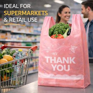 Thank You T-Shirt Bags with Handles Durable HDPE Plastic <b>Shopping</b> Bags for Grocery, Retail, Takeout & <b>Small</b> Business - Product Image 4
