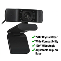 Webcam USB Profesional 720P dengan Mikrofon Peredam Kebisingan, Kamera Web Portabel untuk Streaming Langsung YouTube, Belajar Online, Zoom