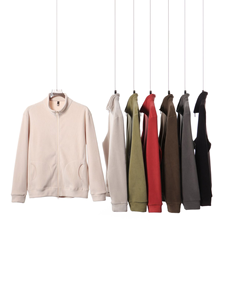 Fabricants de vêtements personnalisé 400g cardigan à fermeture éclair manteau automne et hiver col montant chaud en peluche à manches longues à capuche - Product Image 2