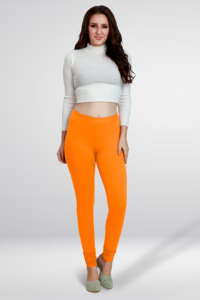 Leggings en coton orange respirants pour femmes, doux, extensibles, coupe ajustée, yoga, fitness, gym, pantalon à porter tous les jours - Product Image 5