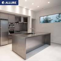 Armoires de cuisine en aluminium et acier inoxydable au design moderne personnalisé Allure avec roulettes