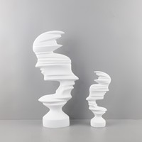 Moderne Minimaliste Abstrait Noir Blanc Visage Bidirectionnel Figurine Résine Décoration de La Maison pour Salon Meuble TV pour Anniversaire