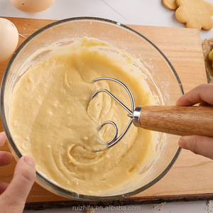 <span class=keywords><strong>Fouet</strong></span> hollandais Ruizhifa de qualité supérieure, écologique, en acier inoxydable avec manche en bois <span class=keywords><strong>pour</strong></span> la pâtisserie et le mélange de pâte à pain - Product Image 3