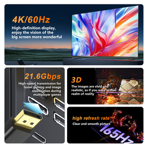 Câble <span class=keywords><strong>Mini</strong></span> <span class=keywords><strong>DisplayPort</strong></span> vers DP 6 pieds Plaqué or Blindage combiné 4K 60Hz 2K 144Hz-Noir pour moniteur et home cinéma - Product Image 3