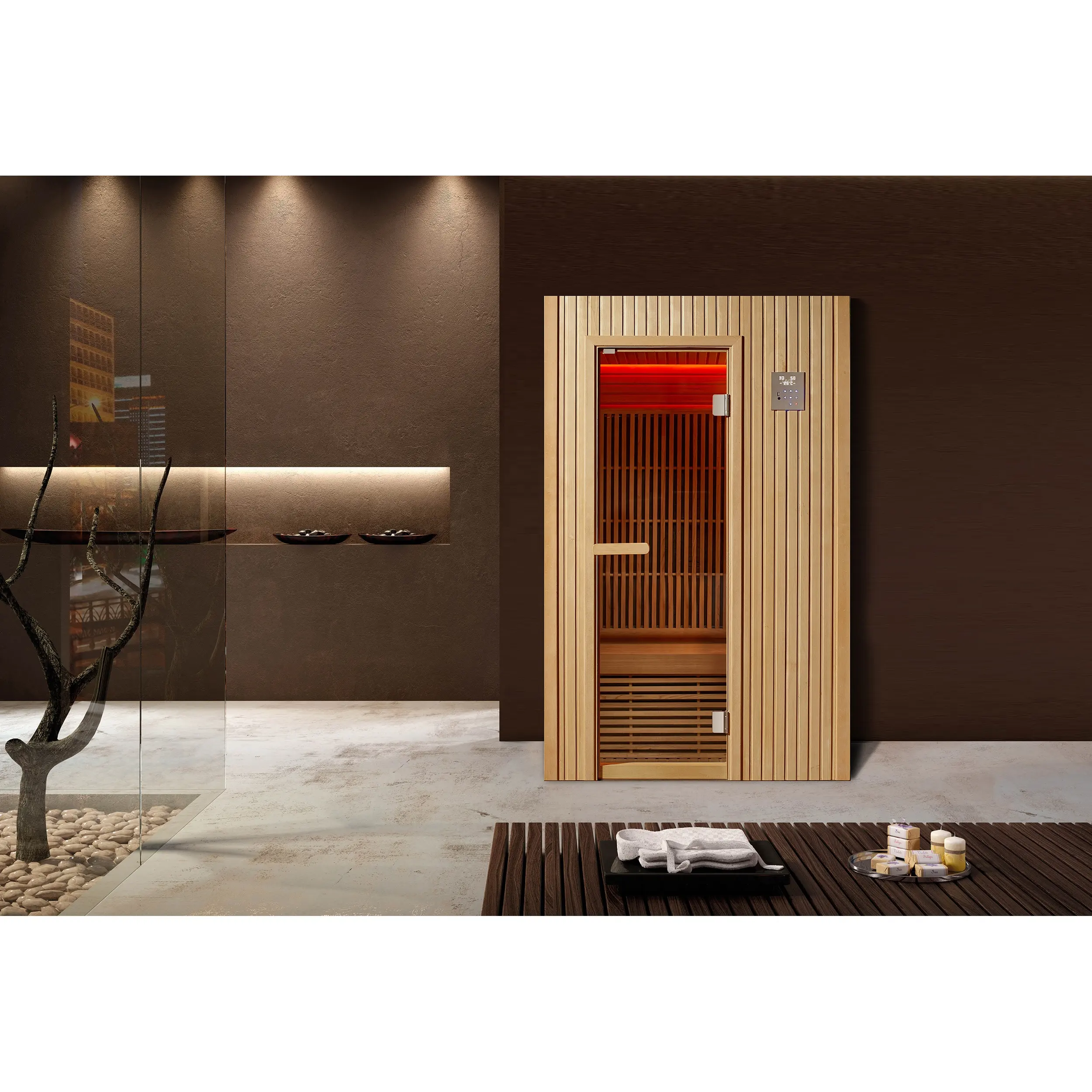 Mexda 1-2 Persoon Luxe Massief Houten Droge Sauna Kamer Indoor Stoom Huis Infrarood Sauna Met Mica Verwarming Board WS-1601SR
