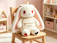 Sac en peluche personnalisé en forme de lapin, pochette de rangement douce et moelleuse pour enfants, idéale pour les voyages quotidiens, sacs en peluche lapin