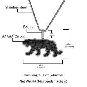 Nouvelle personnalité hommes Hip Hop Animal pendentif glacé <span class=keywords><strong>noir</strong></span> Zircon cubique Cz <span class=keywords><strong>diamant</strong></span> léopard pendentif collier <span class=keywords><strong>bijoux</strong></span> - Product Image 6