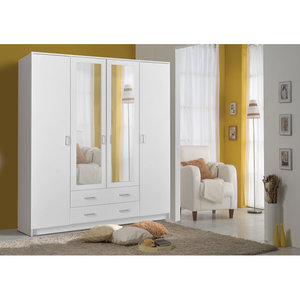 Tủ quần áo gỗ 4 cánh hiện đại, thiết kế tối giản, nhiều không gian lưu trữ, có 2 ngăn kéo và 2 gương cho phòng ngủ - Product Image 6