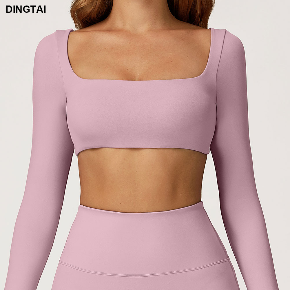 Yoga T-Shirt Long Sleeve Lightweight Seamless Naked Feel Quick-Dry Slim Fit Running Women Gym Fitness Activewear Spandex/Nylon