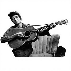 Panel Decorativo con Diseño de Guitarra de Bob Dylan, Impresión Moderna en Lienzo Enrollado para Amantes de la Música - Product Image 1