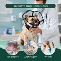 Collier élisabéthain réglable en coton HIPHOPPET pour chats et chiens - Récupération post-chirurgicale, empêche de lécher les plaies