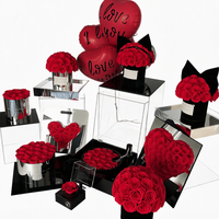 Boîte Cadeau Cœur Carré Saint-Valentin Remise de Diplôme Roses Éternelles Séchées Personnalisées Faite à la Main Nouvel An Mariage Seau de Faveurs