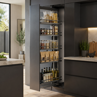 Gabinete de Almacenamiento de Cocina Independiente TKK con Cierre Suave Personalizado, Unidad Alta de 2-6 Niveles con Cesta Extraíble para Despensa, Ideal para Hoteles y Hogares