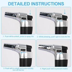 Gaz butane non inclus torche à souder rechargeable torche <span class=keywords><strong>de</strong></span> <span class=keywords><strong>cuisine</strong></span> briquet <span class=keywords><strong>avec</strong></span> verrouillage <span class=keywords><strong>de</strong></span> sécurité et flamme réglable - Product Image 4