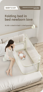 Cuna Metálica Portátil 3 en 1 Plegable Antipresión con Barandilla para Recién Nacidos, Ahorra Espacio, para Dormitorio y Sala de Estar - Product Image 5