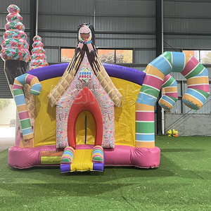 Castello Gonfiabile Candy Play Land, Casa Rimbalzante a Tema Zucchero per Feste dei Bambini - Product Image 1