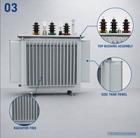 Transformador de Distribución Eléctrica Trifásico de 10kV 400V 400kVA, Sumergido en Aceite, 50Hz 60Hz, Refrigeración ONAN/ONAF