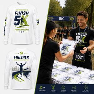 T-shirt de course personnalisé à manches longues pour souvenirs de course 5K, chemise de club de course, événement marathon, respirant - Product Image 1