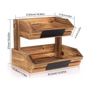 Espositore per Verdure e Pane a 2 Livelli in Legno, Cesto Portafrutta per Organizzazione Piano Cucina - Product Image 4