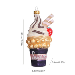 Ornamenti in Vetro a Forma di Cono Gelato e Banana Split con Perline e <span class=keywords><strong>Glitter</strong></span>, Bestseller - Product Image 6