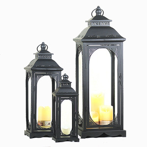 Set di Lanterne <span class=keywords><strong>Grandi</strong></span> <span class=keywords><strong>in</strong></span> Metallo Bianco con <span class=keywords><strong>Vetro</strong></span> per Esterni, Giardino, Matrimoni, <span class=keywords><strong>Portacandele</strong></span> Vintage - Product Image 5