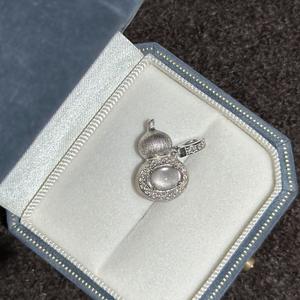 Pendentif en argent pur S925, forme de gourde en jade mousse d'eau, design de niche, style chinois simple et nouveau, composants de bijoux à la mode - Product Image 1