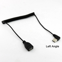 Cable USB en Espiral de 90 Grados, Macho a Hembra, con Blindaje Trenzado, Conductor de Cobre Puro, PVC, Carga Rápida 3A, para Escáneres de Código de Barras